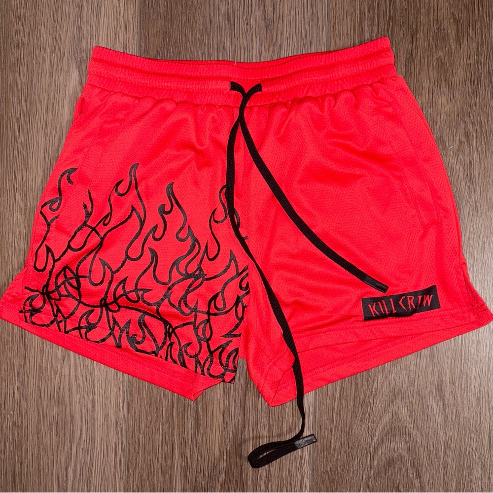 📌SOLD📌 Kill Crew | Red/Black Muay Thai Flame Shorts